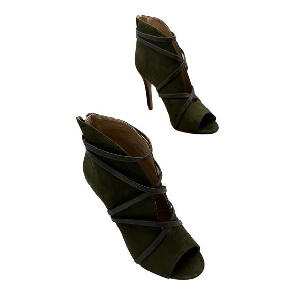 Journee Collection Samara Women's High Heel Ankle Boots, Olive, Size 8 - Picture 1 of 11